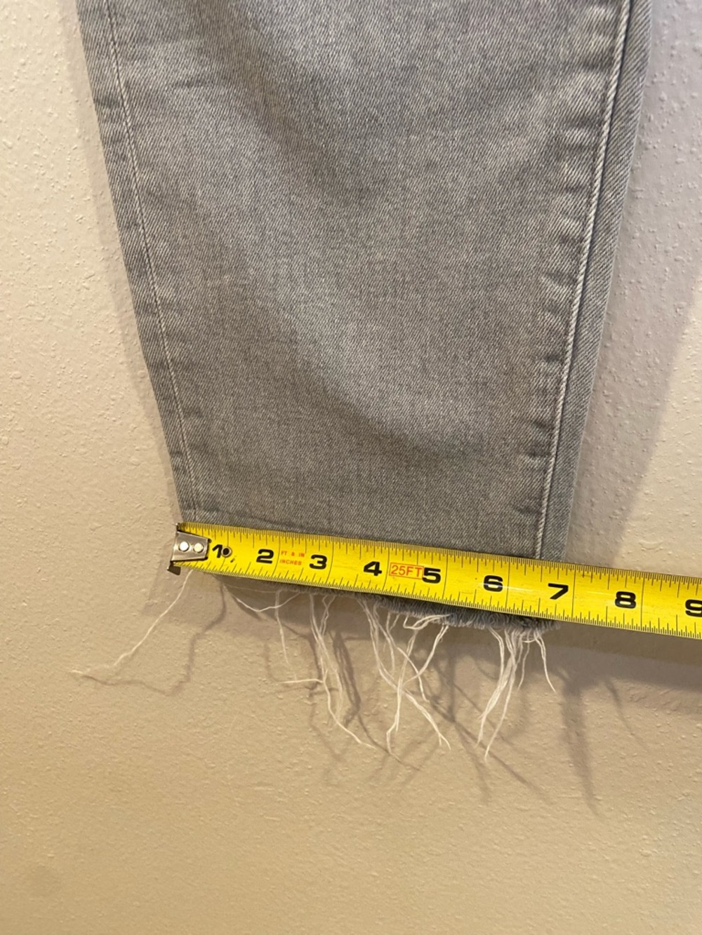 AG Adriano Goldschmied The Ex-Boyfriend Slim Distressed Jeans Raw Hem 32R Grey - Picture 5 of 12